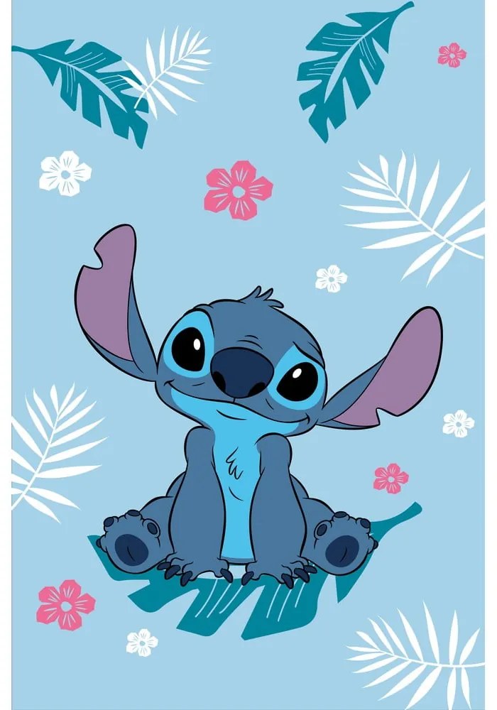 Синьо бебешко одеяло от флийс 100x150 cm Lilo a Stitch "Blue" – Jerry Fabrics