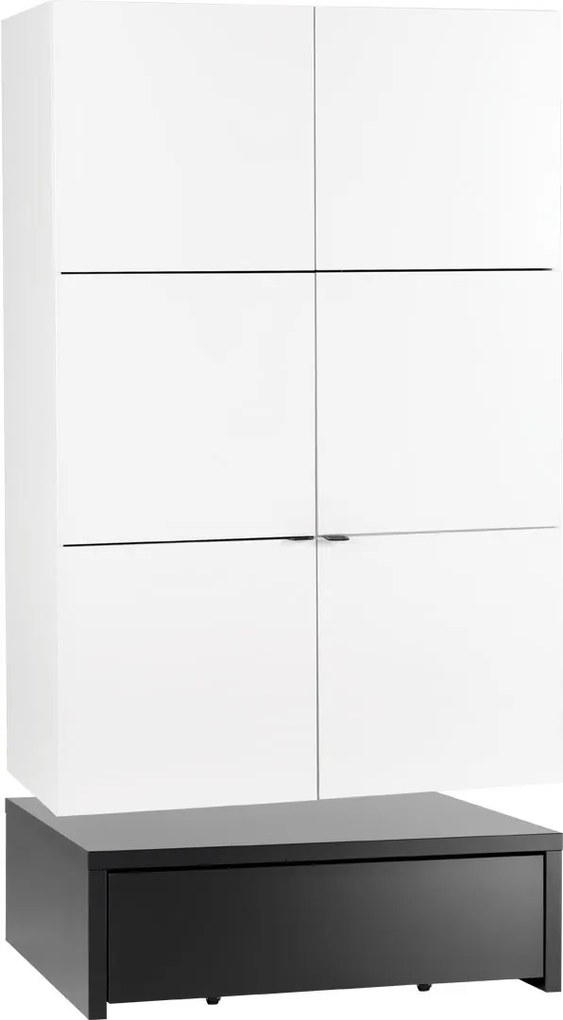 Гардероб Young 2-врата with drawer-107 x 53 x 194 cm.-White - Black