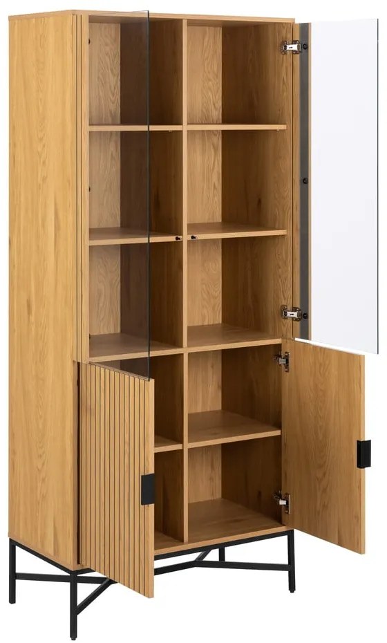 Витрина от дъбов декор в естествен цвят 80x180x40 cm Jaipur – Actona