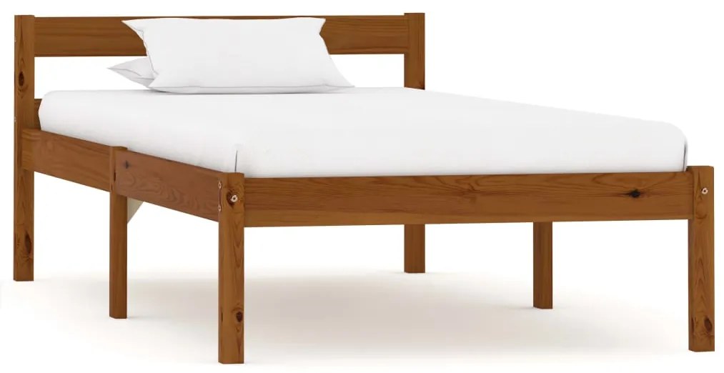 283208 vidaXL Рамка за легло, меденокафява, бор масив, 90x200 см