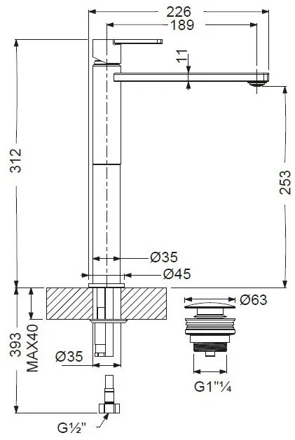 Кран за мивка Висок Armando Vicario Glam