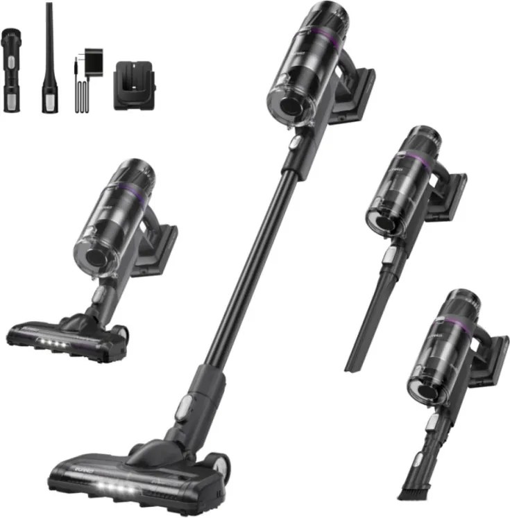 Вертикална прахосмукачка 2в1 Eureka NEC520, 200W, 0.5 л, Автономия 50 мин, Турбо четка, Регулиране на мощността, Миещ се HEPA филтър, Черен