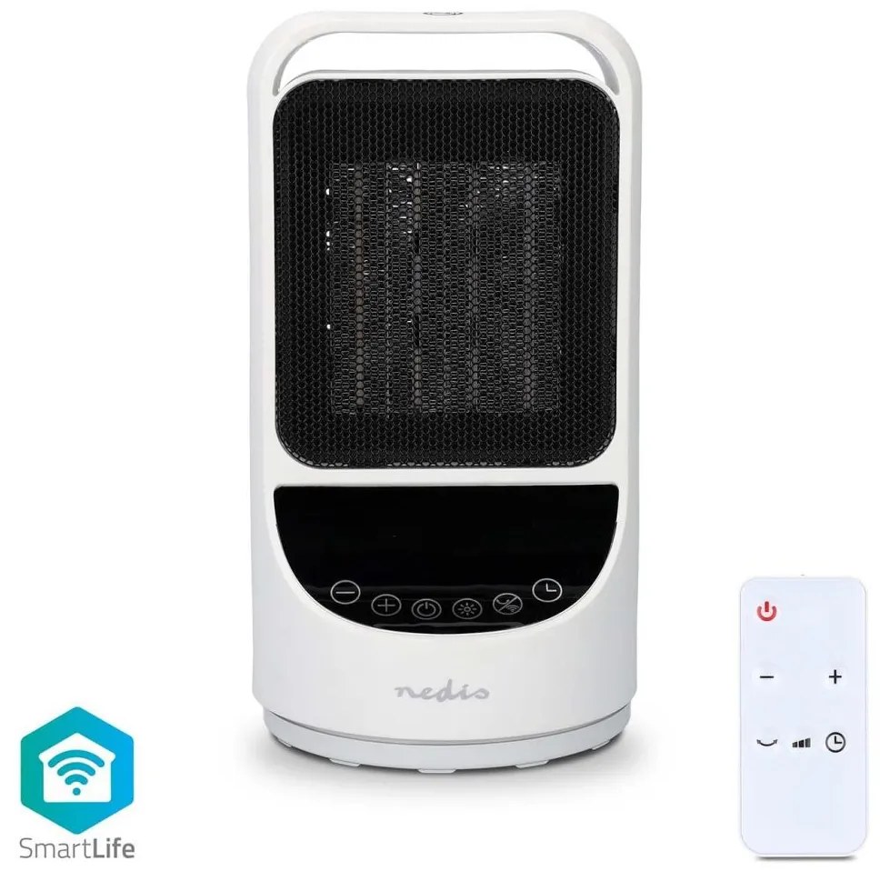 Nedis HTFA22WTW - Вентилатор с нагревател 1000/1500W/230V Wi-Fi Tuya + д.у.