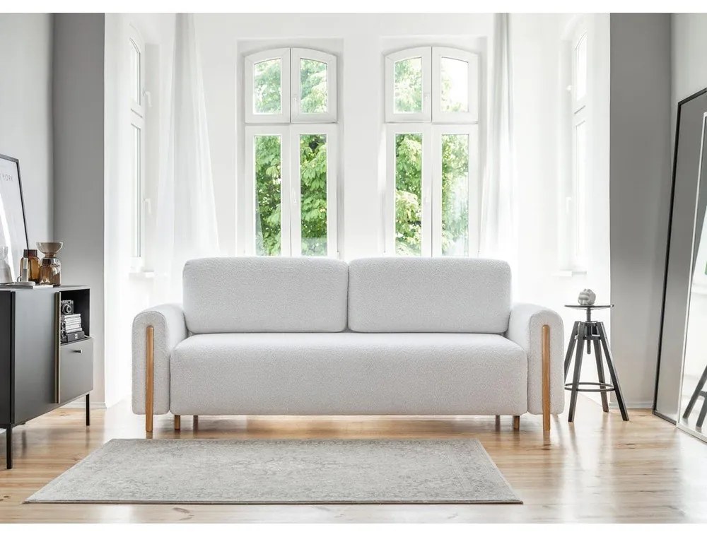 Сив сгъваем/с място за съхранение диван от прежда с примки от букле 244 cm Arcadova – ELTAP