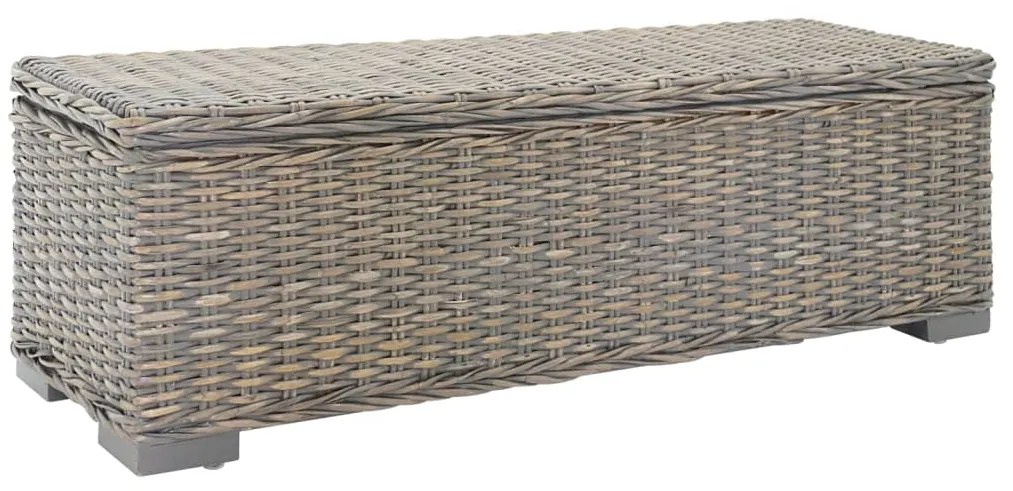 344882 vidaXL Ракла, сива, 110 см, естествен кубу ратан и махагоново дърво масив