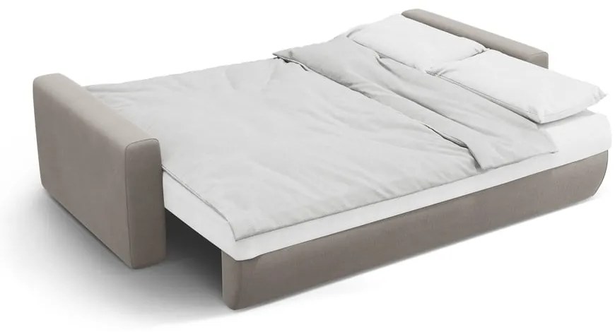 Светлосив кадифен разтегателен диван с място за съхранение 238 cm Belfast – Cosmopolitan Design