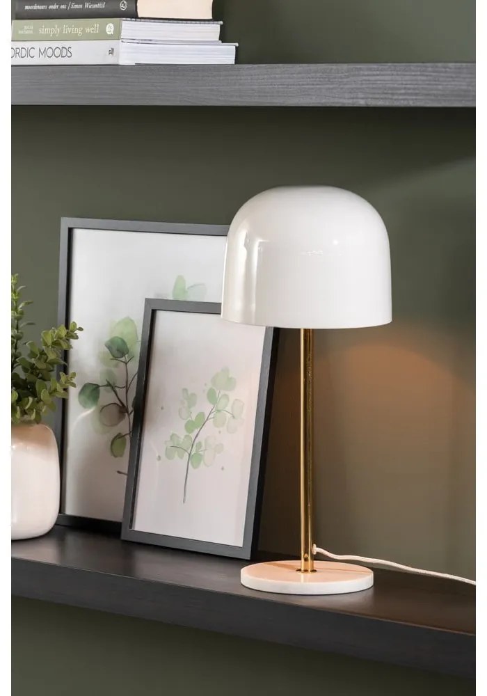 Бяла настолна лампа с метален абажур (височина 50 cm) Manta – Leitmotiv