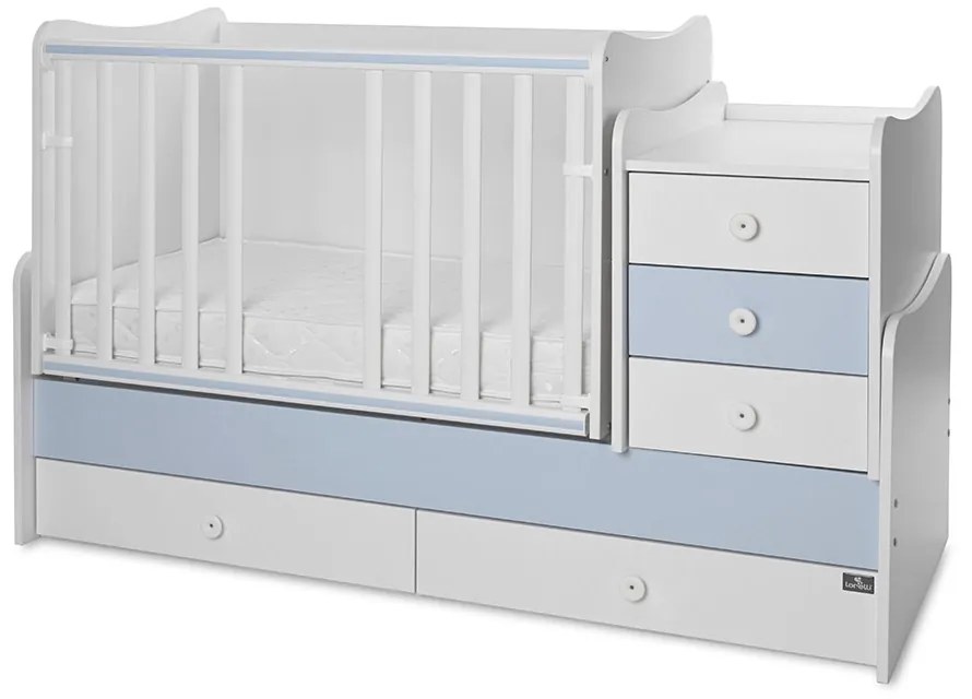LORELLI Classic Трансформиращо се легло-люлка 70/160 см. MAXI PLUS БЯЛО/ BABY BLUE