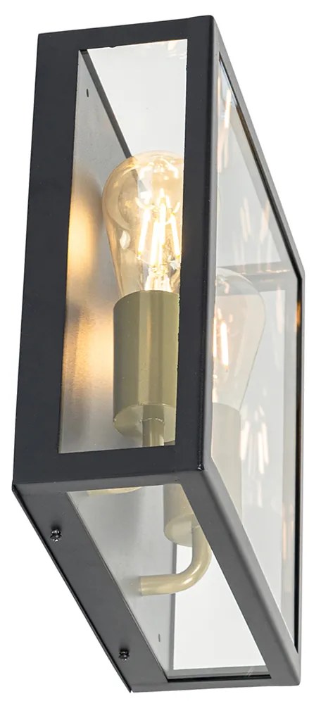 Външна стенна лампа черна и месинг 2-светлина - Rotterdam