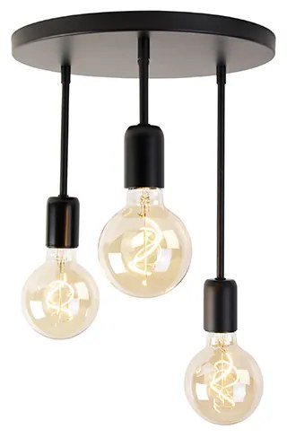 Модерна таванна лампа черна 3-светлина - Facil