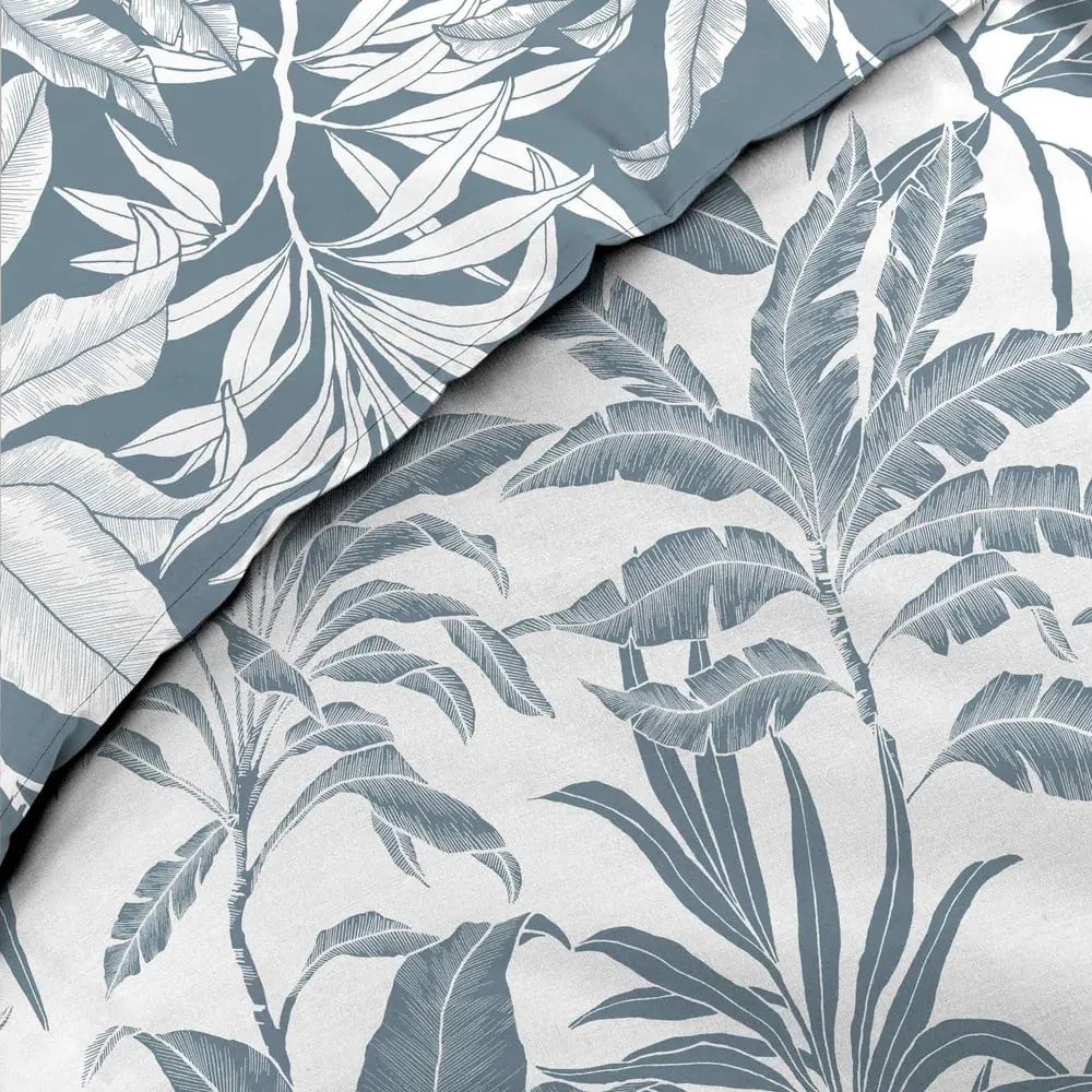 Бяло/синьо двойно удължено памучно спално бельо 240x220 cm Hera – douceur d'intérieur