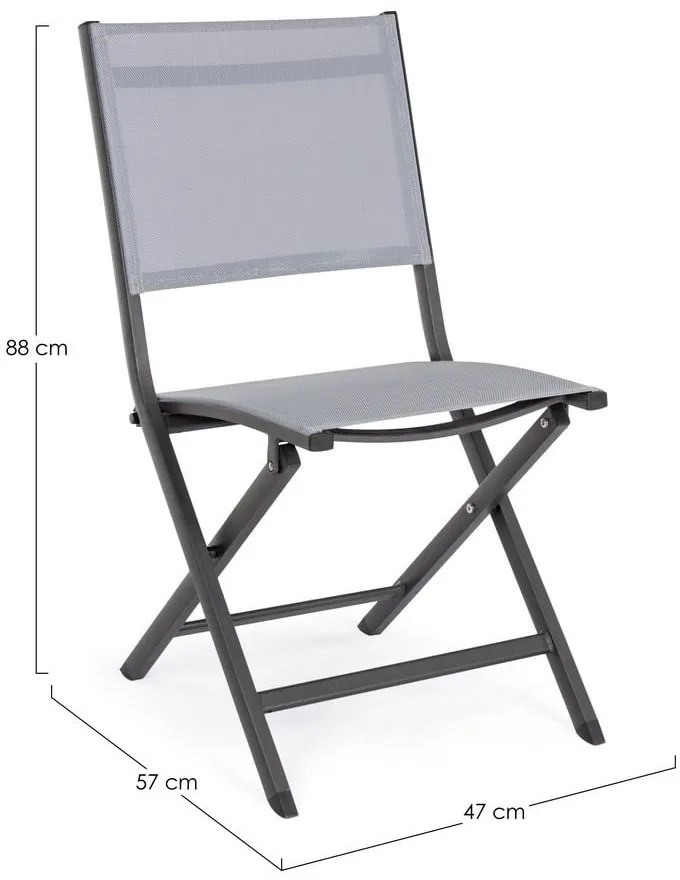 Сив градински стол метален Elin – Bizzotto