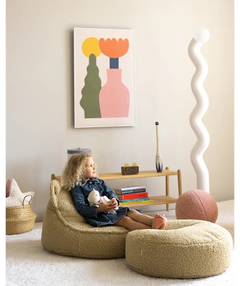 Зелен детски пуф от букле Bear – Wigiwama