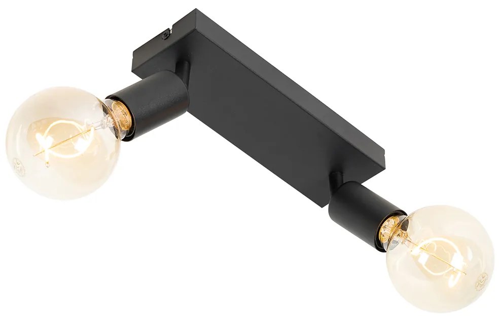 Модерен прожектор черен правоъгълен 2-светлина - Facil