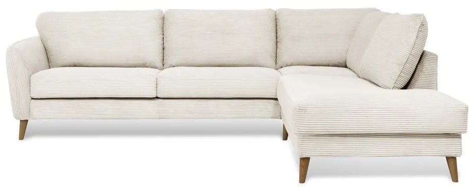 Бял ъглов диван от рипсено кадифе (десен ъгъл) Paris – Scandic