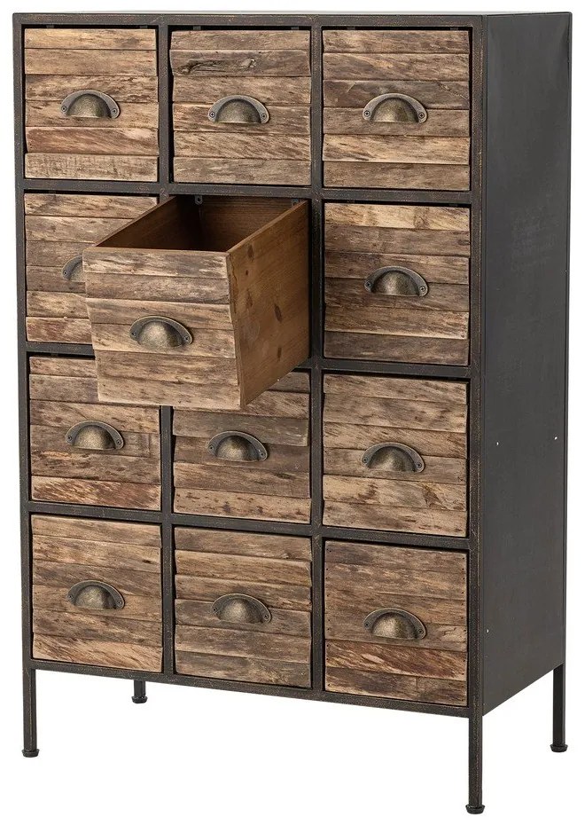 Метален скрин в черен и кафяв цвят 60,5x92x33,5 cm Matteo – Bloomingville