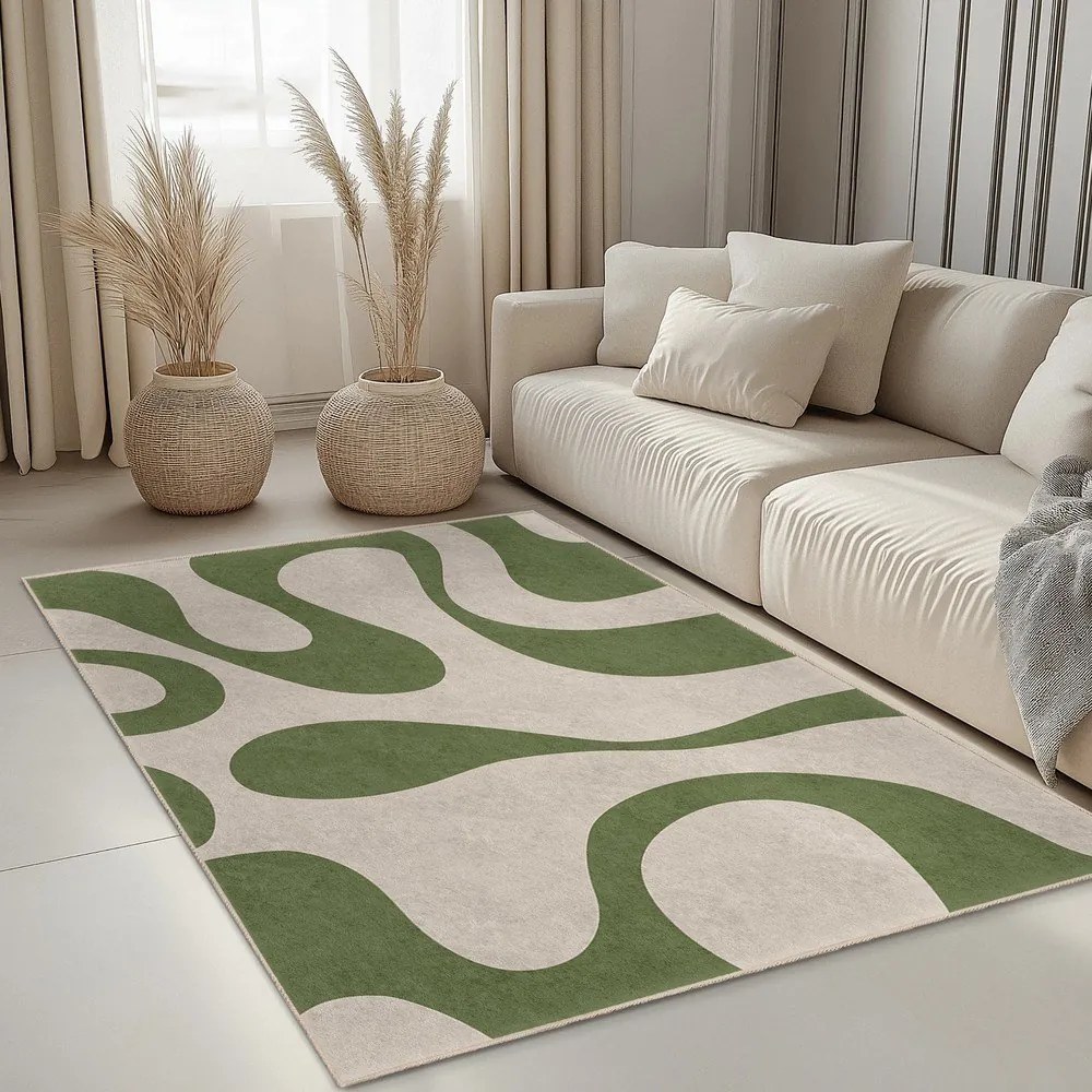 Зелен килим подходящ за пране 160x230 cm Matcha Latte – Mila Home
