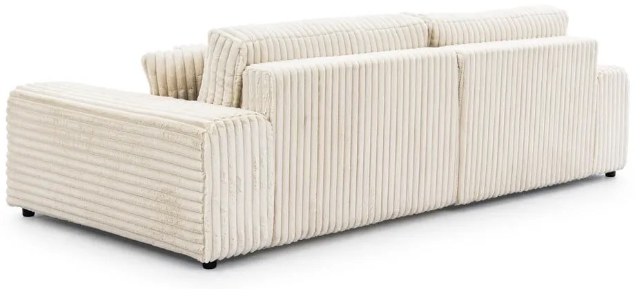 Кремав разтегателен ъглов диван от рипсено кадифе с място за съхранение (ляв ъгъл) Sarina – Ropez