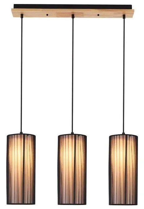 Полилей на кабел KIOTO 3xE27/40W/230V черен/бук