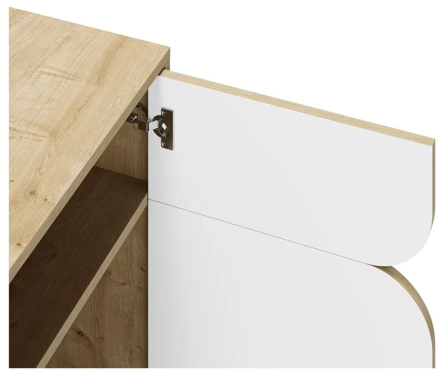 Шкаф в дъбов декор в бял и естествен цвят 95x79 cm Nola - Marckeric