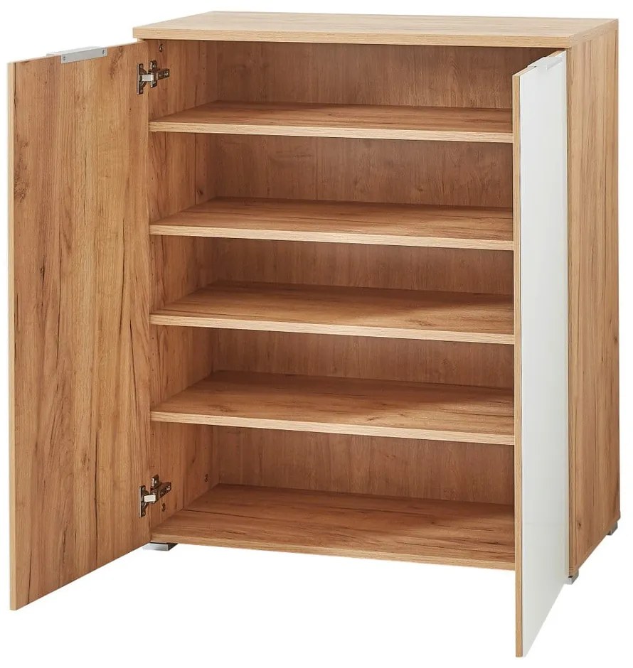 Бял шкаф за обувки в дъбов декор Telde - Germania