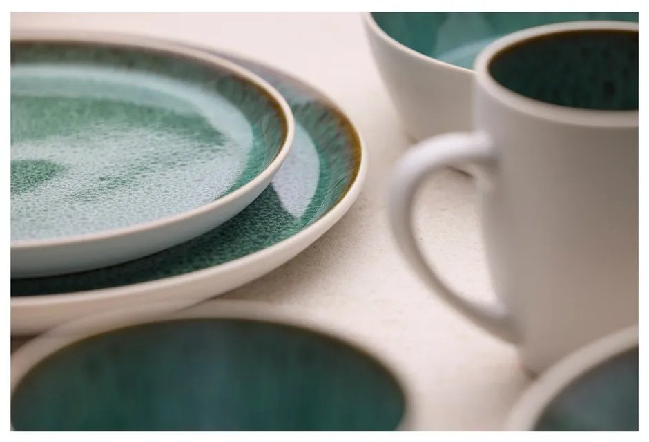 Бяла/зелена десертна глинена чиния ø 21 cm Gastro White/Green – Bitz