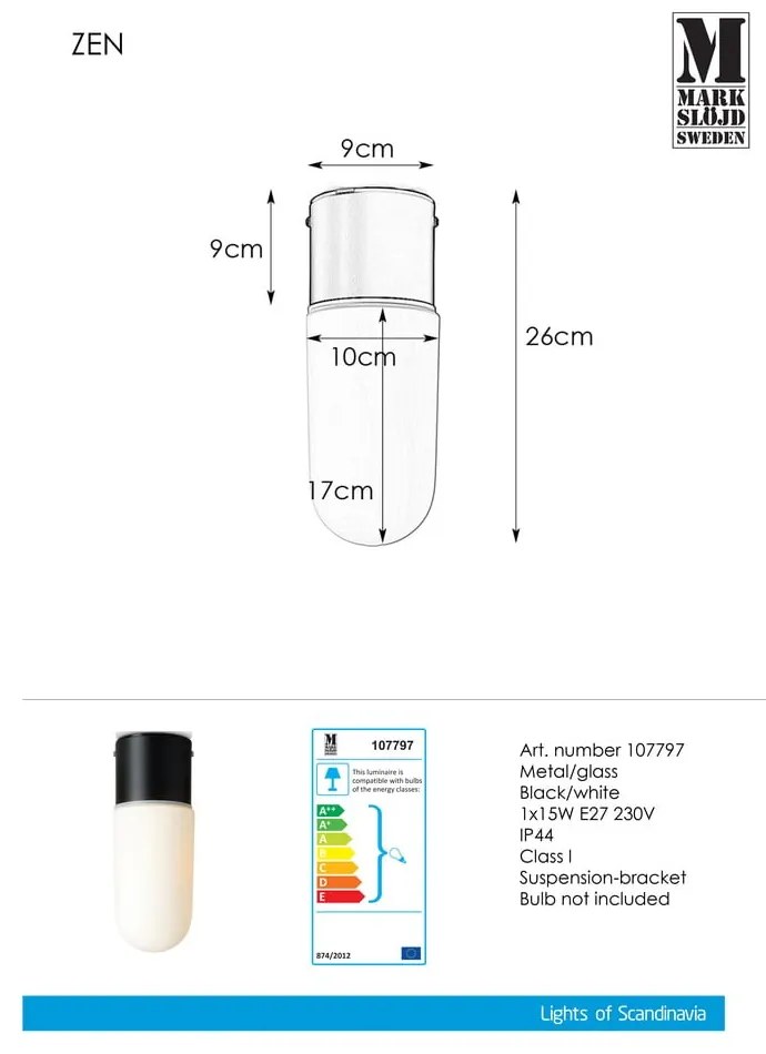 Таванна лампа Таван Черно Zen - Markslöjd