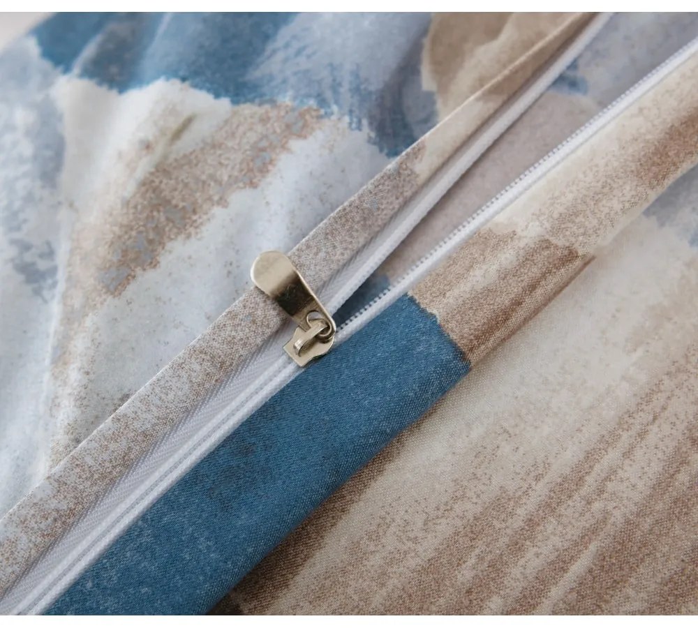 Синьо-кафяво единично спално бельо от микросатен 3 части 140x200 cm Eden – JAHU collections