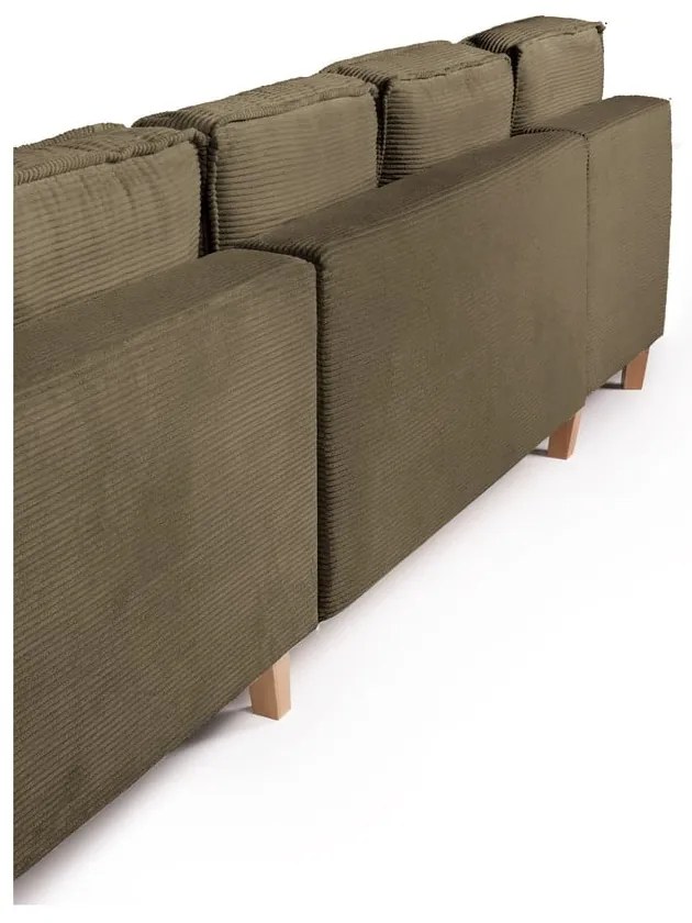 Зелен сгъваем ъглов диван от рипсено кадифе (десен ъгъл/"U" форма) Tori – Bonami Selection