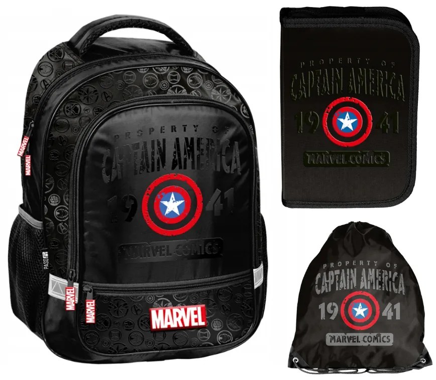 Училищен комплект CAPTAIN AMERICA AVENGERS - раница + моливник + чанта с пантофи