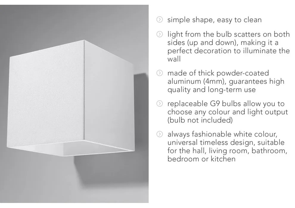 Бяла стенна лампа Geo - Sollux