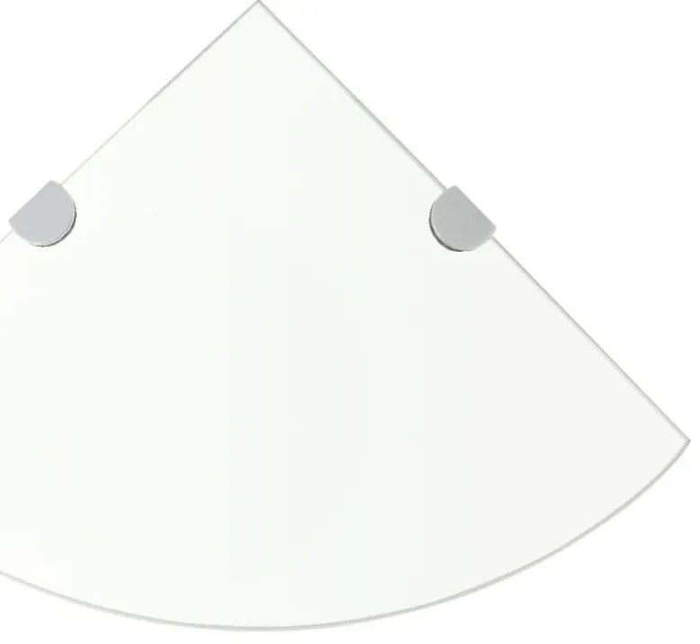 243852 vidaXL Ъглов рафт с държачи в цвят хром, прозрачно стъкло, 25x25 см