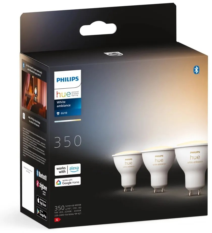 LED комплект крушки 3 бр. GU10, 4 W White ambiance – Philips Hue