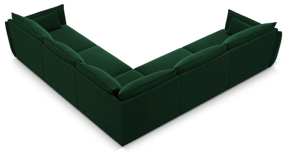 Тъмнозелен кадифен ъглов диван Vanda – Mazzini Sofas