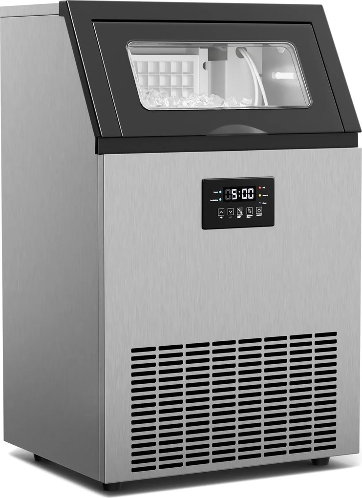 Klarstein Glacial промишлен ледогенератор за лед 45  кг с LED дисплей и прозорче