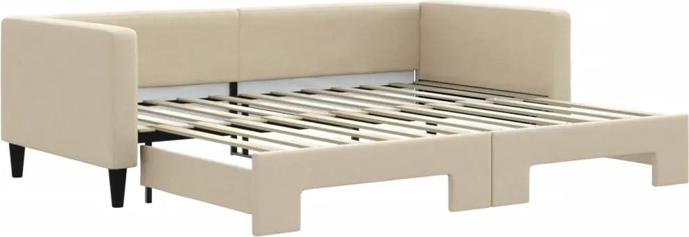 3196582 vidaXL Канапе с изтеглящо разтегателно легло кремаво 90x200 см плат