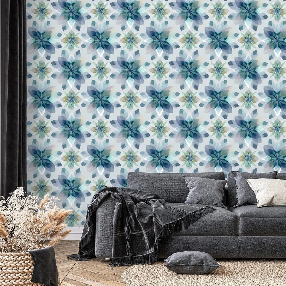 Тапет – Сини акварелни цветя