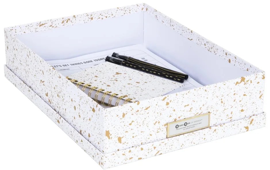 Кутия за съхранение в златно и бяло Oskar - Bigso Box of Sweden