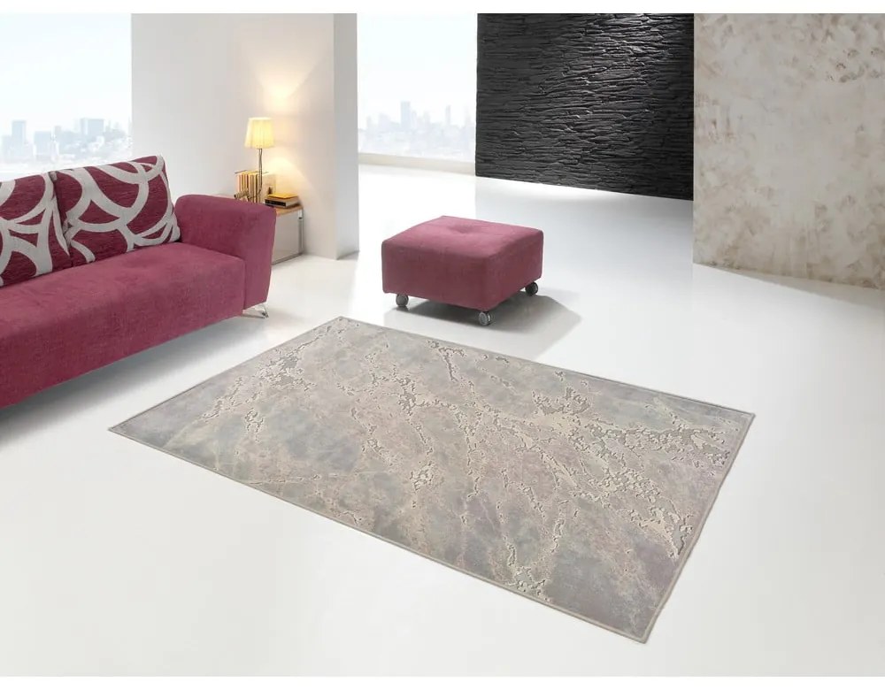 Сив и бежов килим от вискоза Margot Marble, 140 x 200 cm - Universal