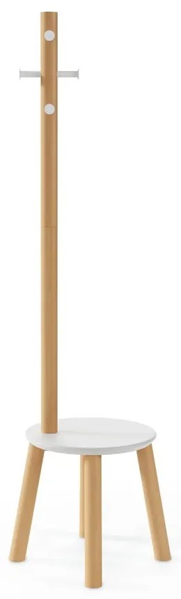 Бяла дървена закачалка от естествен каучук Pillar - Umbra