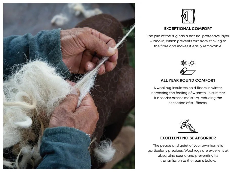 Бежов вълнен килим 100x180 cm Sticks - Agnella