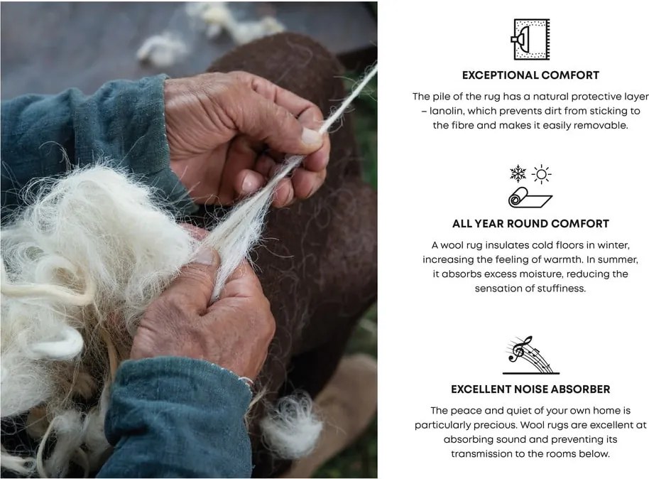 Сив вълнен килим 133x190 cm Tizo - Agnella