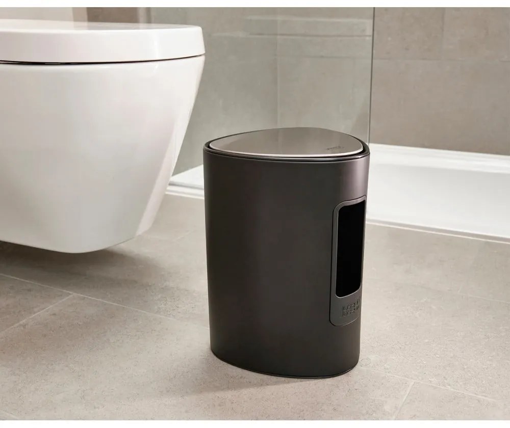 Матово черно стоманено кошче за боклук с педал 5 l EasyStore Luxe – Joseph Joseph