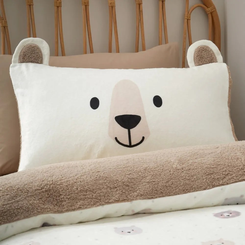 Кафяво-кремаво единично детско спално бельо от микроплюш 135x200 cm Cosy Bear – Catherine Lansfield