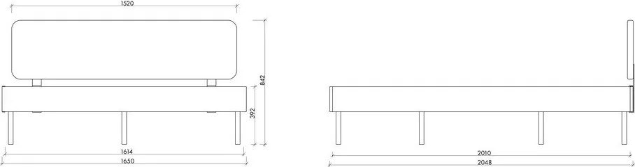 Черно двойно легло 160x200 cm тапицирано/ПДЧ с включена подматрачна рамка Streiko – noo.ma