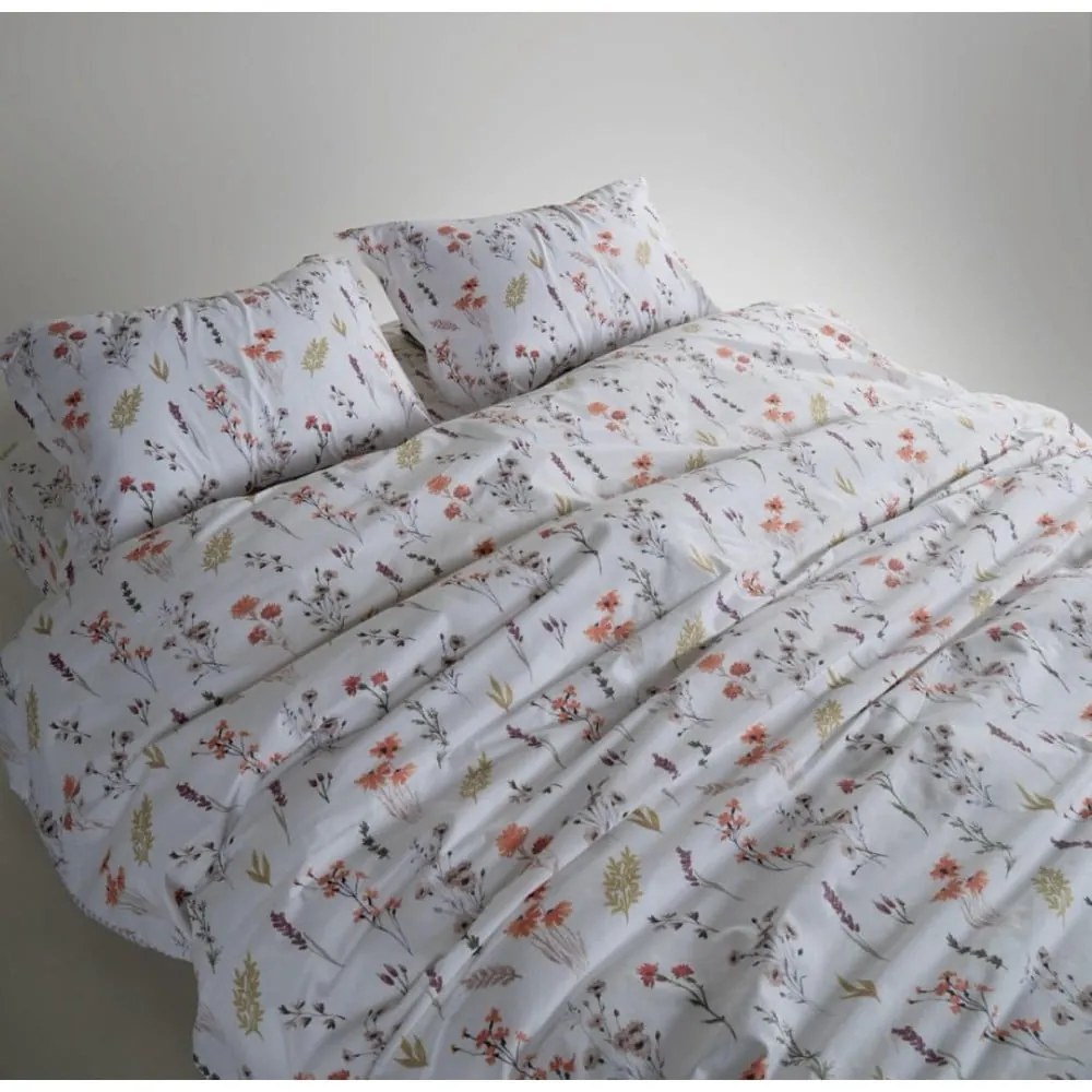 Бяло двойно удължено спално бельо от памук Renforcé 240x220 cm Floral Dance Autumn – Mila Home Luxury