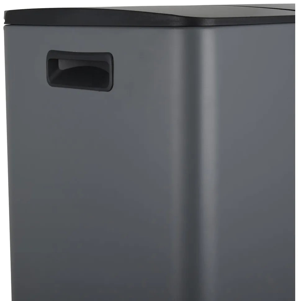Тъмносиво стоманено кошче за боклук 2x30 l за рециклиране с педал Aliya – Spirella
