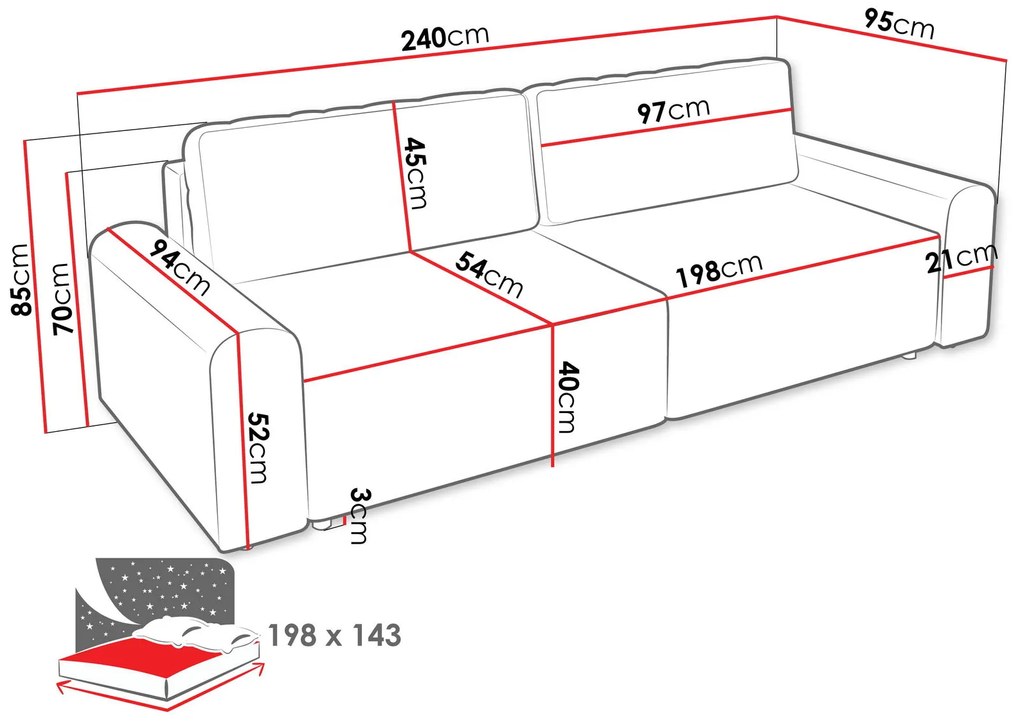 Диван Bella двуместен-Син