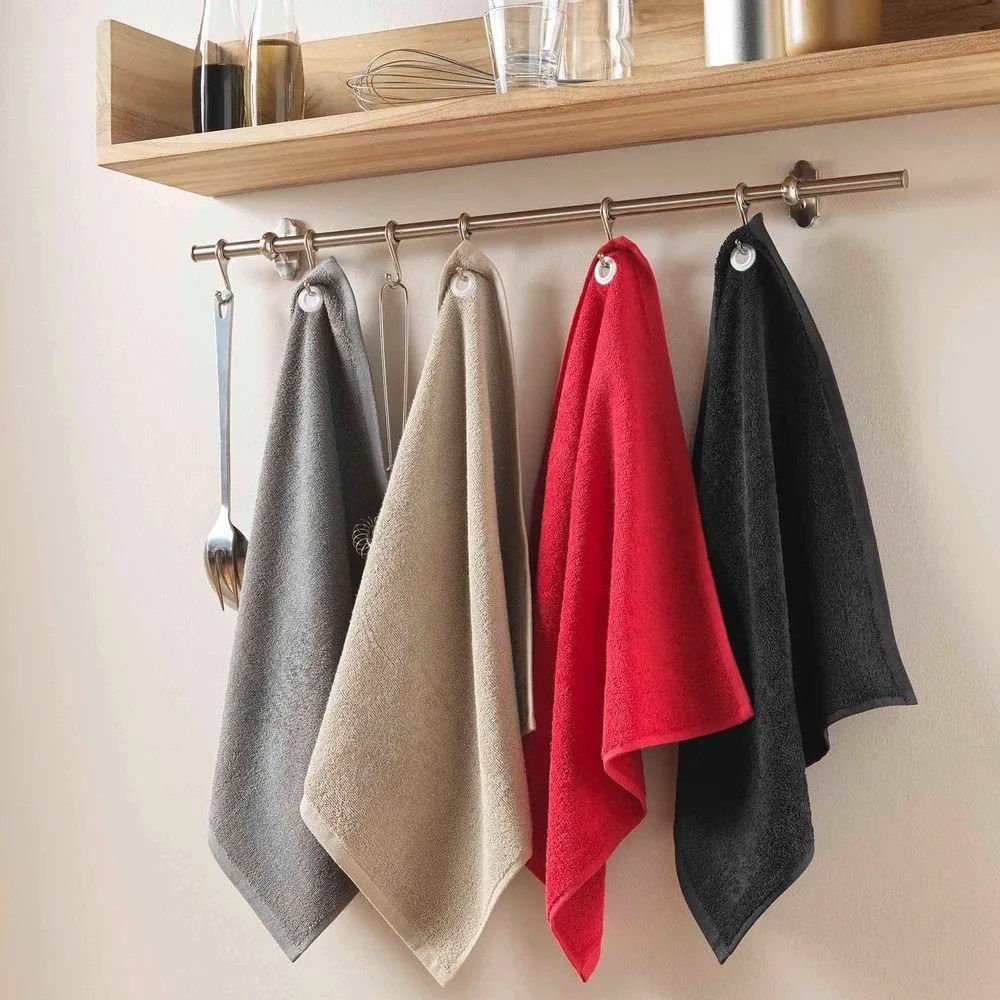 Черна памучна кърпа от тери 50x50 cm Cuistot – douceur d'intérieur