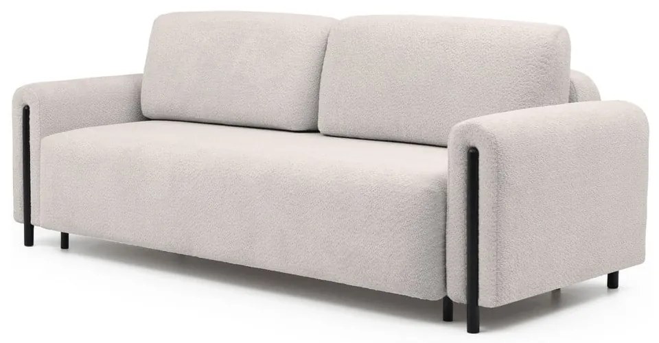 Бежов сгъваем/с място за съхранение диван от прежда с примки от букле 244 cm Arcadova – ELTAP